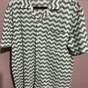 Green and White Zigzag Men's Shirt
